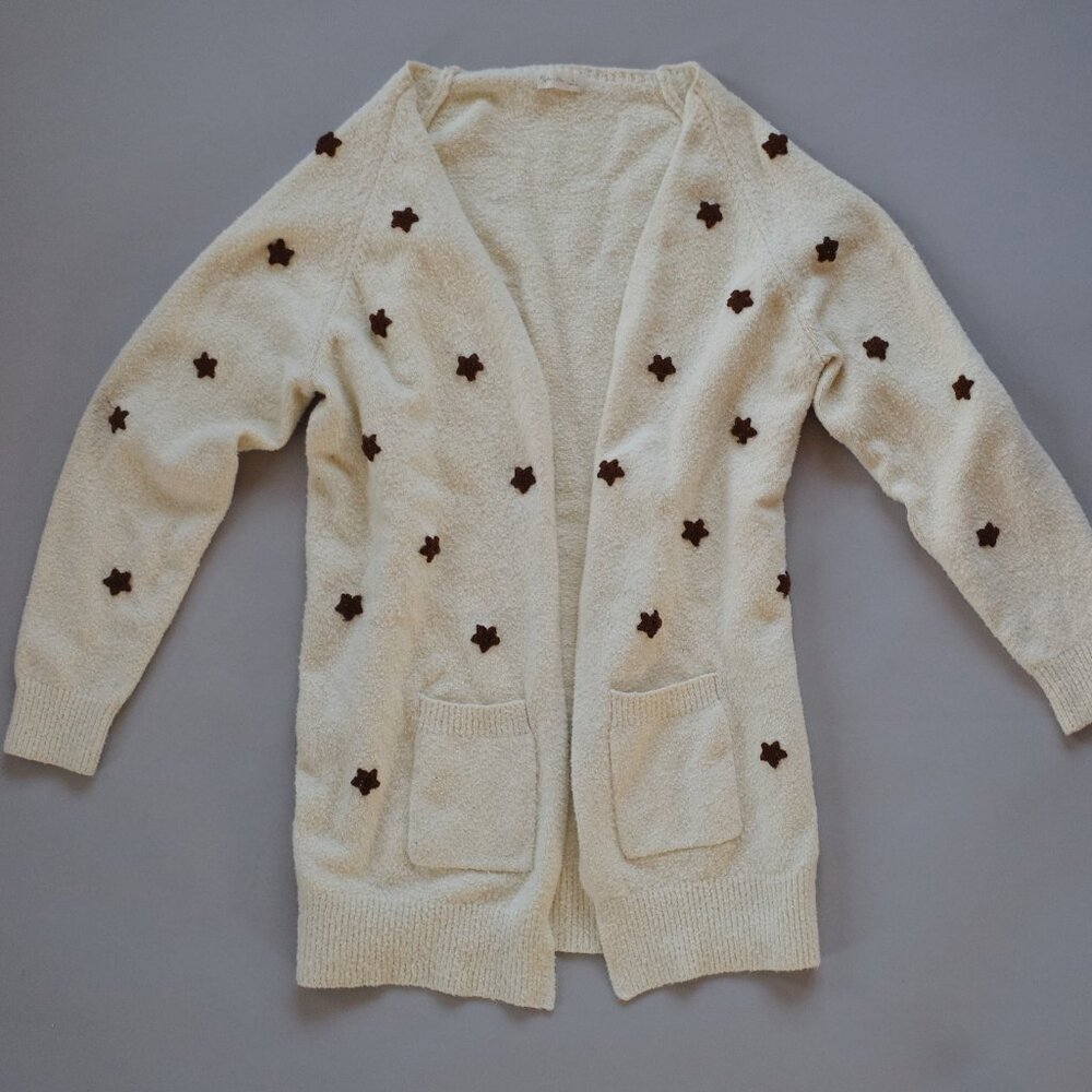 RYLEE + CRU STAR CARDIGAN IN CREAM AND BROWN